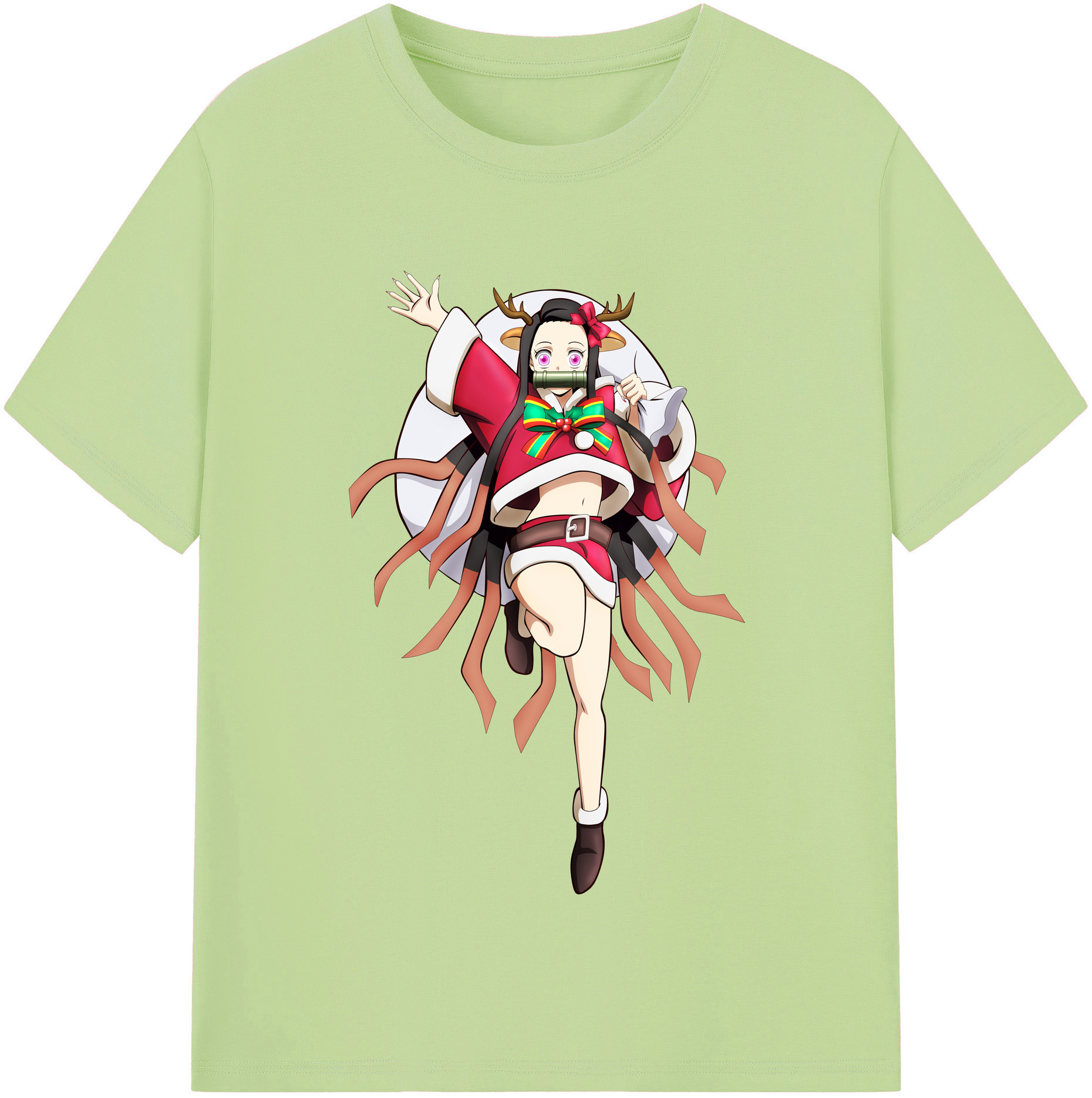（画像用） 鬼滅の刃（きめつのやいば）竈門 禰󠄀豆子／かまど ねずこ Kamado Nezuko 綿100％半袖Tシャツ（フロントプリント）